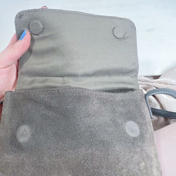 Urban Outfitters UO Grey Suede Crossbody Bag Foldover Purse - Picture 8 of 10